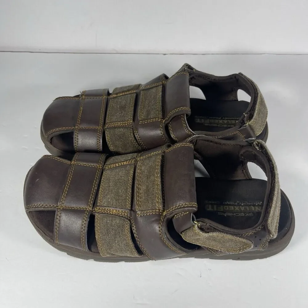 Skechers Relaxed Fit Memory Foam 360 Men's Brown Fisherman Sandals Sz 12 64489